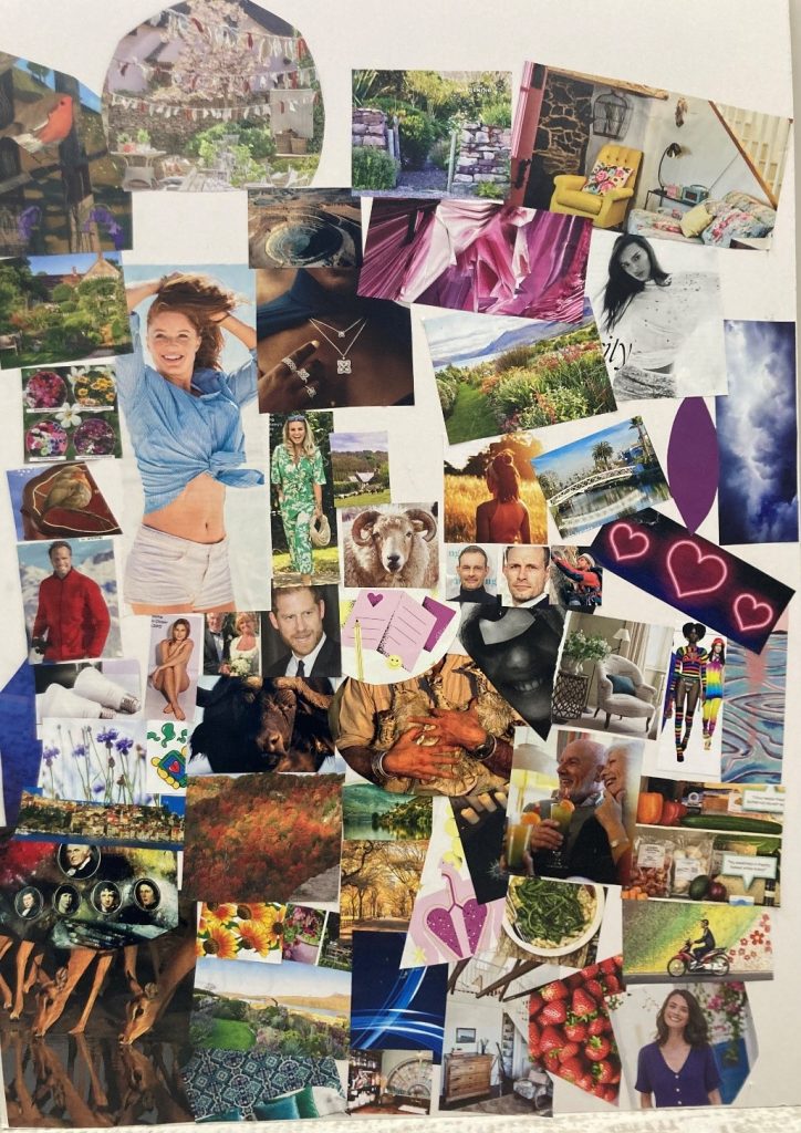 The second Intuitive Vision Board Sarah made was in celebration of her healing from cancer.